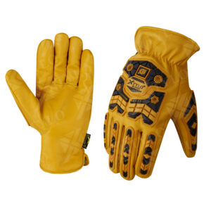 Premium Goat skin Leather Gloves, Heavy duty TPR protection Gloves